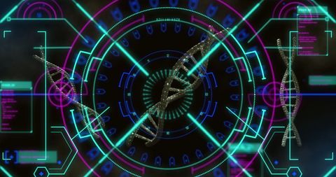 Futuristic Digital Interface Scanning DNA Strand - Download Free Stock Images Pikwizard.com
