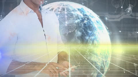 Businessman Engaging in Cloud Computing and Networking Technologies