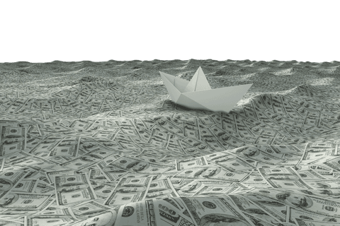Transparent Paper Boat Floating on Dollar Bill Ocean - Download Free Stock Videos Pikwizard.com