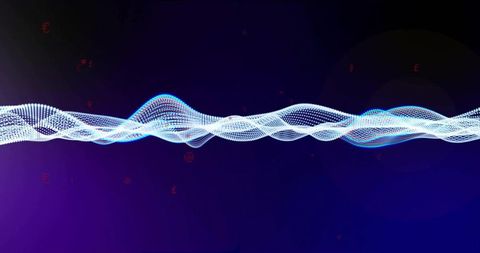 Neon Data Waveform Visualizing Digital Signal Flow across Dark Navy to Purple Gradient