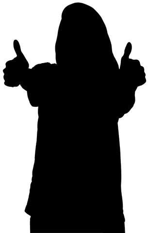 Silhouette of woman giving thumbs up on transparent background