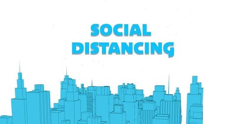 Social Distancing Above Urban Cityscape: Pandemic Measures Illustration