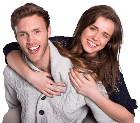 Smiling Couple Showcasing Joyful Connection in Transparent Background