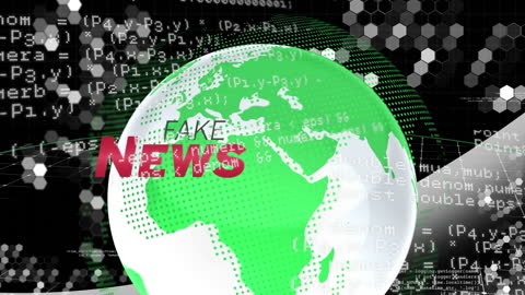 Fake News Concept with Digital Data and Globe Animation