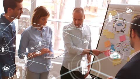 Mixed Business Meeting Highlighting Digital Networking