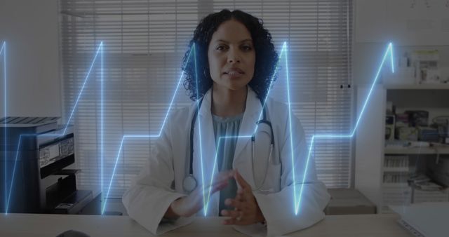 Female Medical Professional with Heartbeat Visualization in Clinic - Download Free Stock Images Pikwizard.com