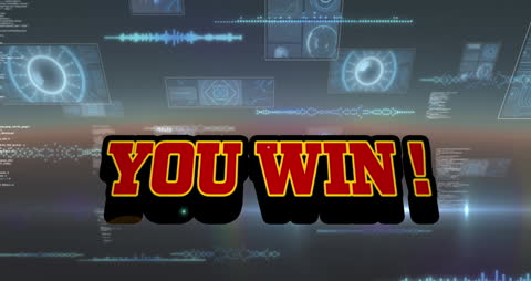 You Win Animation with Futuristic Digital Interface