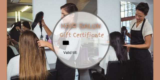 Hair Salon Gift Certificate with Hairdressers Working - Download Free Stock Templates Pikwizard.com