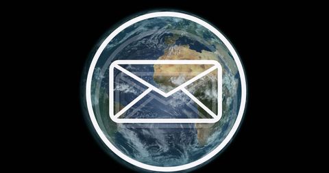 Email icon overlay with earth behind highlighting global communication networks