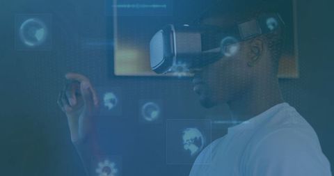 Man Engaging with Virtual World Using VR Headset - Download Free Stock Images Pikwizard.com