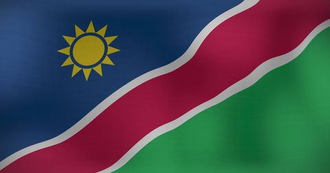 Waving Flag of Namibia in a Strong Wind