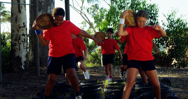 Children Participating in Outdoor Obstacle Course Exercise Activity - Download Free Stock Images Pikwizard.com