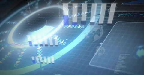 Futuristic hud dashboard showing holographic ring, cyan arc and data traces