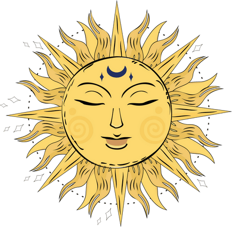 mystical sun face with crescent moon on transparent background - Download Free Stock Videos Pikwizard.com