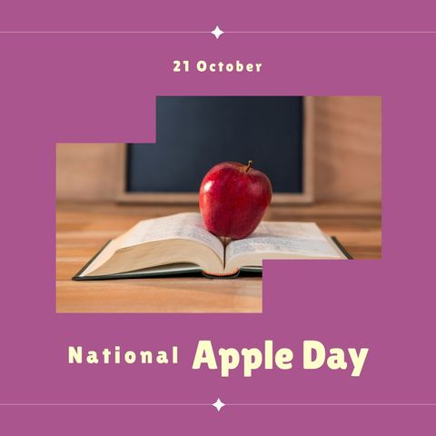 national apple day celebration with red apple and open book - Download Free Stock Templates Pikwizard.com