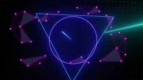 Futuristic Digital Neon Geometric Shapes with Connected Dots