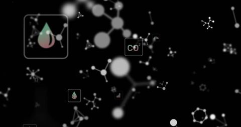 Advanced molecular network illustration with co2 and droplet icons