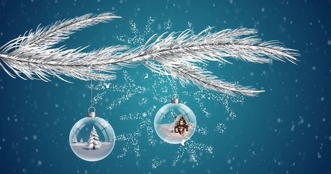 Digital Christmas Snow Globes with Falling Snow Background