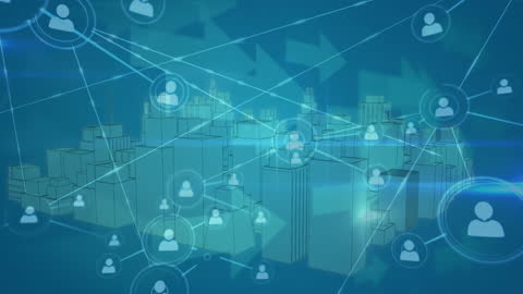 Digital Network Connectivity in Futuristic Cityscape