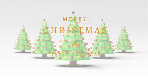 Festive Christmas and New Year Greeting with Decorated Trees