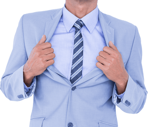 Confident Superhero-Like Businessman in Transparent Background