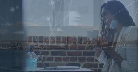 Businesswoman Wearing Face Mask Envisioning Future Networks - Download Free Stock Images Pikwizard.com