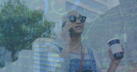 Businesswoman Analyzing Stock Market Trends on the Go