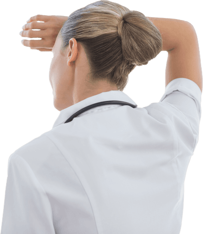 Transparent viewing: confident doctor in white coat gazing outdoors