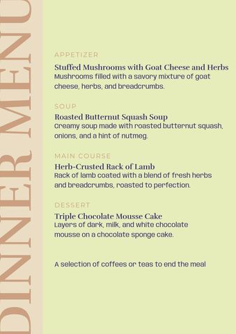 Elegant Fine Dining Menu with Sophisticated Design - Download Free Stock Templates Pikwizard.com