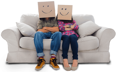 playful couple with box heads showing transparent fun emotions - Download Free Stock Videos Pikwizard.com