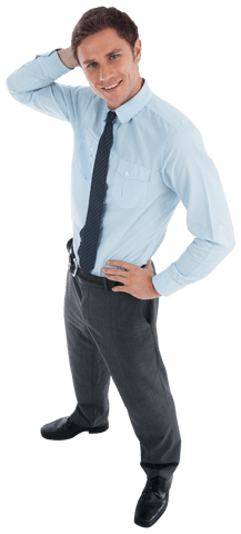 Confident Young Businessman with Hand on Head Transparent Background - Download Free Stock Videos Pikwizard.com
