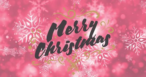 Festive Merry Christmas Card with Snowflakes