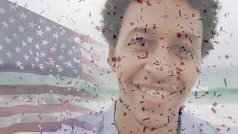 Joyful American Celebration with Diverse Individual and Flag