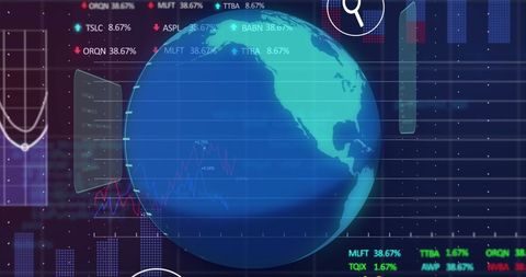 Digital Hologram of Trading Data and Code with Rotating Globe - Download Free Stock Images Pikwizard.com