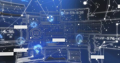 Futuristic Wireframe Cluster in Digital Network