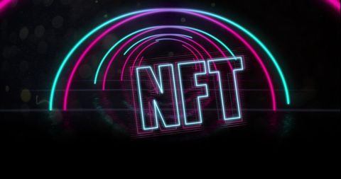Neon NFT Text with Futuristic Digital Tunnel Effect - Download Free Stock Images Pikwizard.com