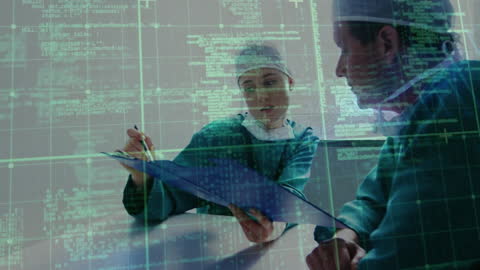 Surgeons Discussing Patient Data in Digitally Enhanced Environment