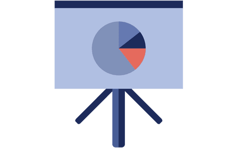 Transparent pie chart on stand for business presentations