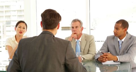 Prospective Business Executive Facing Diverse Interview Panel - Download Free Stock Images Pikwizard.com