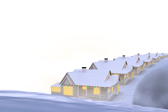 Winter Row Houses with Christmas Decorations on Transparent Background - Download Free Stock Videos Pikwizard.com