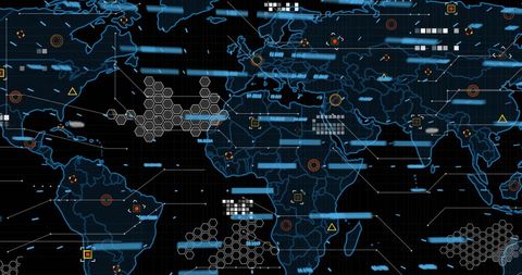 Global Data Network with Digital World Map and Processing - Download Free Stock Images Pikwizard.com