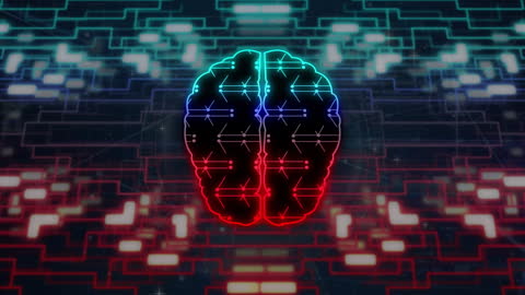 Glowing Brain with Digital Network Connections