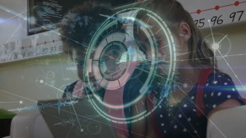 Children Engaged with Digital Learning Includes Virtual Interface