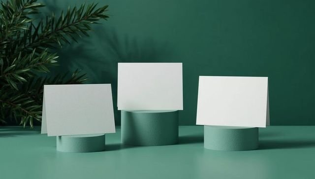 Blank Tent Cards on Green Pedestals with Botanical Touch