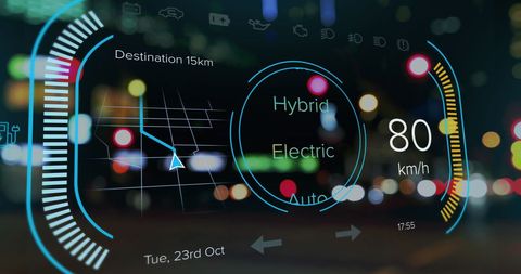 Futuristic Car Dashboard Display Over City Nightscape - Download Free Stock Images Pikwizard.com