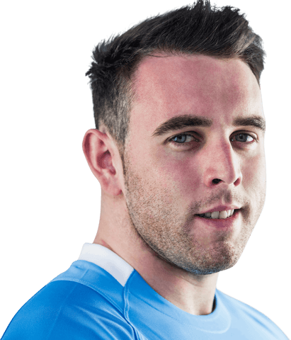 Transparent portrait of tough rugby player in blue jersey
