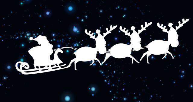 Santa Sleigh Silhouette Against Sparkling Night Sky - Download Free Stock Images Pikwizard.com