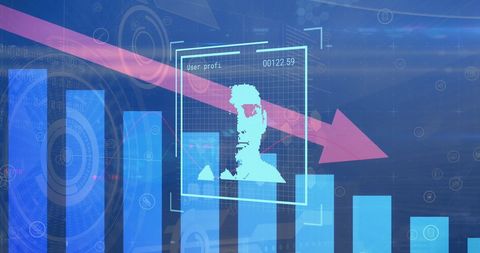 Digital Profile with Declining Analytics Chart on Futuristic Interface - Download Free Stock Images Pikwizard.com