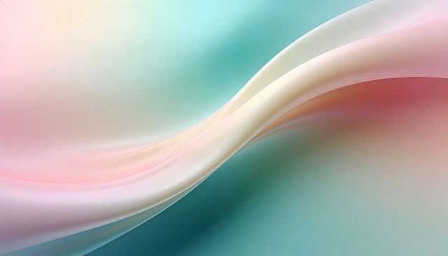 Pastel silk wave abstract background featuring flowing mint teal and peach curved layers