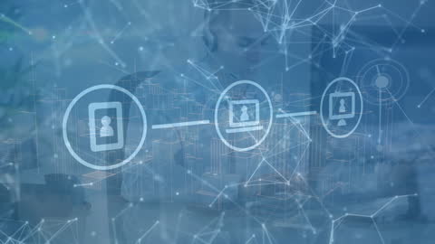 Digital Network Interface with Caucasian Consultant Illustration